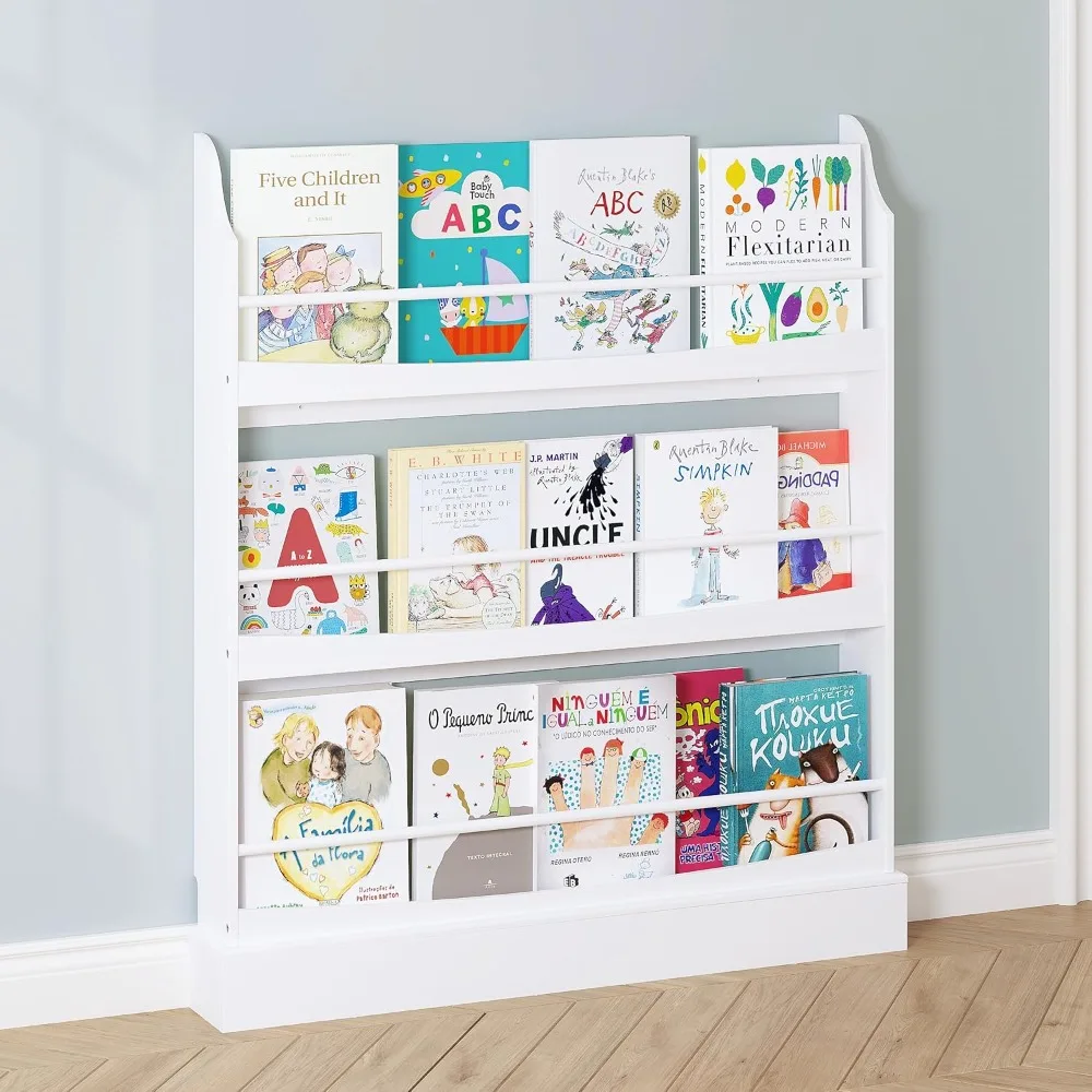 

Kids Bookshelf,3 Tiers Children's Bookcases and Storage, Kids Bookcase Rack Wall for Bedroom,Study Living Room,White