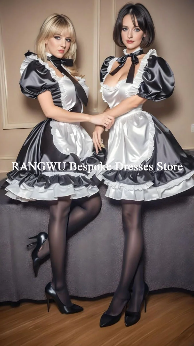 فستان خادمة أنيق مع فستان سهرة قصير بأكمام قصيرة من Spron 2026 بحاشية قصيرة للحفلات الراقصة أزياء كاواي للحفلات التنكرية حسب الطلب