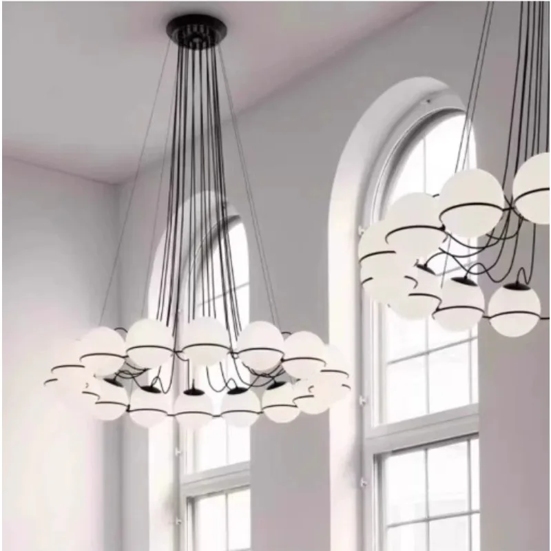 

Modern Minimalist Glass Ball Pendant Light for Nordic Living Room Dining Room, and Bedroom - Nordic Designer Magic Bean Lighting