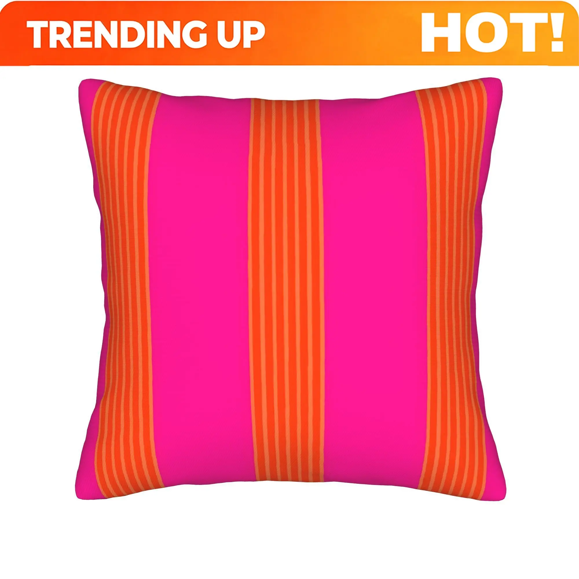 Customize Stripy Bands Pattern Hot Pink and Orange Cozy Home Decor Single Sided Printed Pillowcase Brings Artful Charm to Sofa a