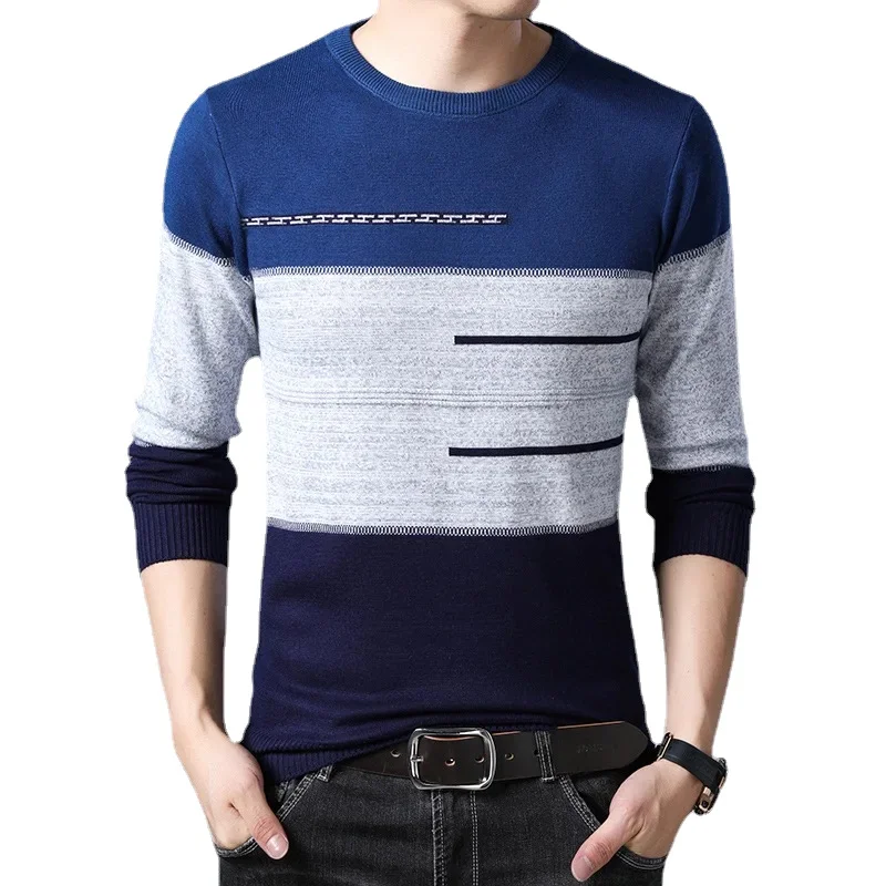 

Men's Clothing Harajuku FashionMen's Winter Sweater Cotton Thin Men's Pullover Sweaters Casual Striped Knitted Sweater