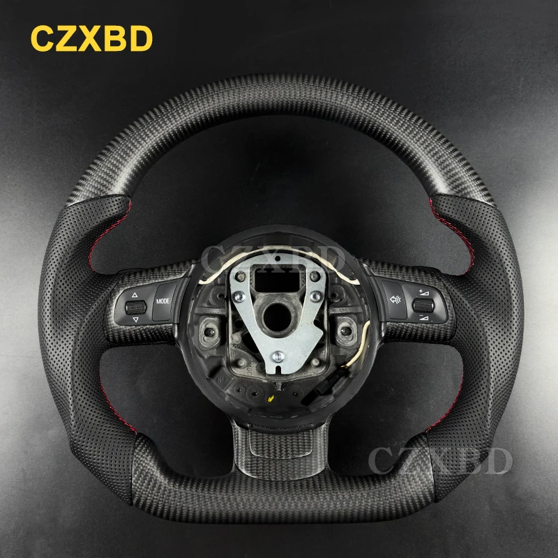 

Fit For Audi S3 R8 TT RS TTS MK1 MK2 Real Matte Carbon Fiber Steering Wheel High Quality Leather Sport Wheel Customized