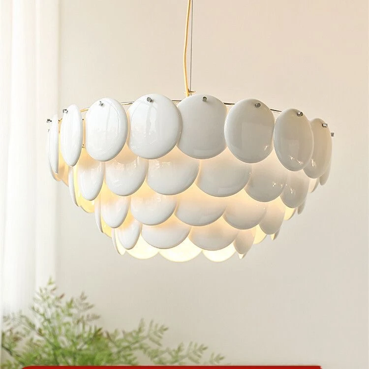 French Designer Modern Ceramic Chandeliers White Romantic Luxury Living Room Atmosphere Lamps Home Restaurant Decor Led Lights