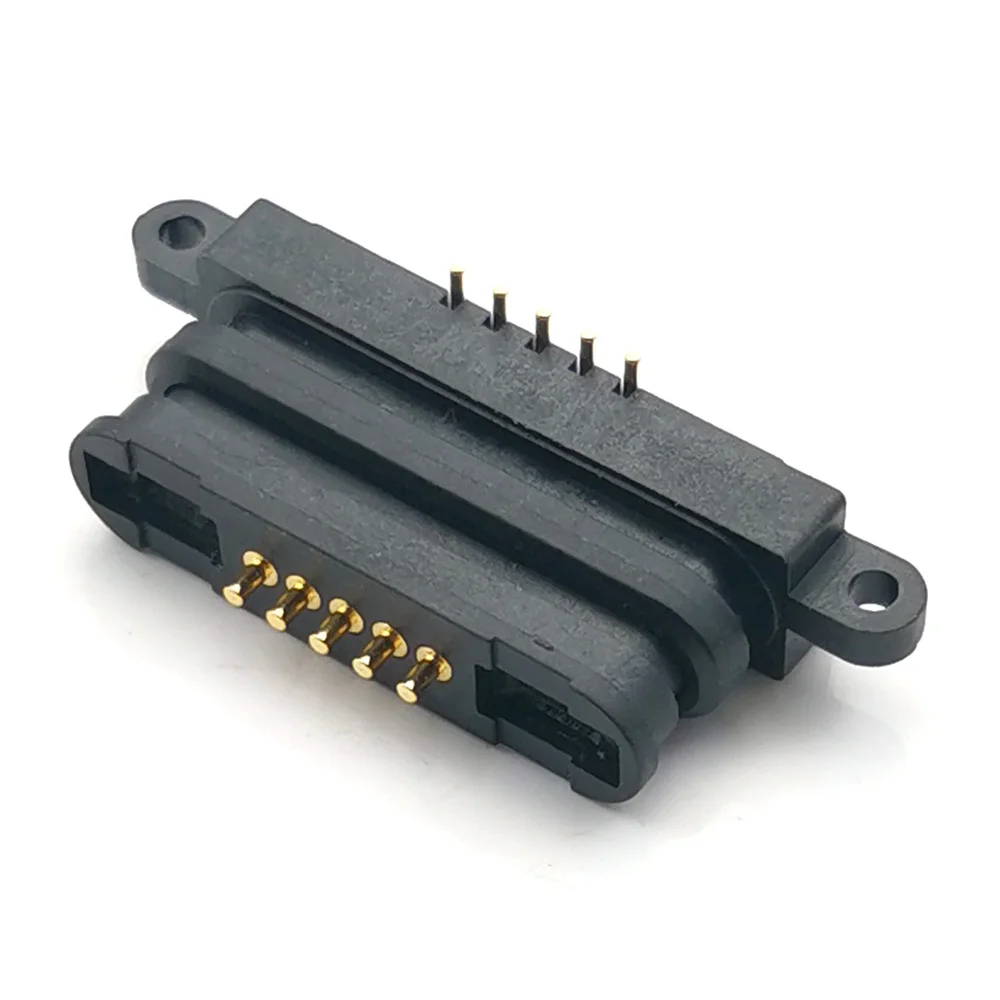 1/2/5/10 Pair 2A Magnetic Pogo Pin Connector 5 Positions Spring Loaded Pogopin Male Female Contact Strip 5Pin DC Charging Socket