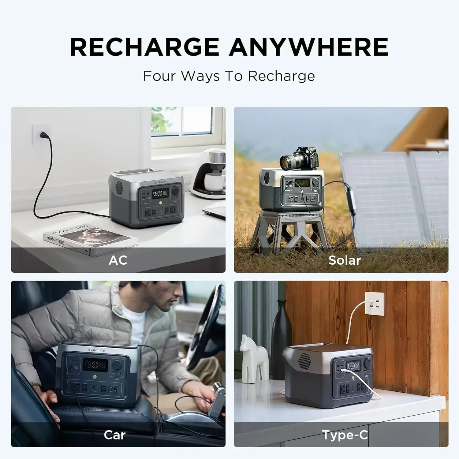Portable Power Station RIVER 2 Max 500,1 Hour Fast Charging,Solar Generator (Solar Panel Optional) Outdoor Camping/RVs/Home Use