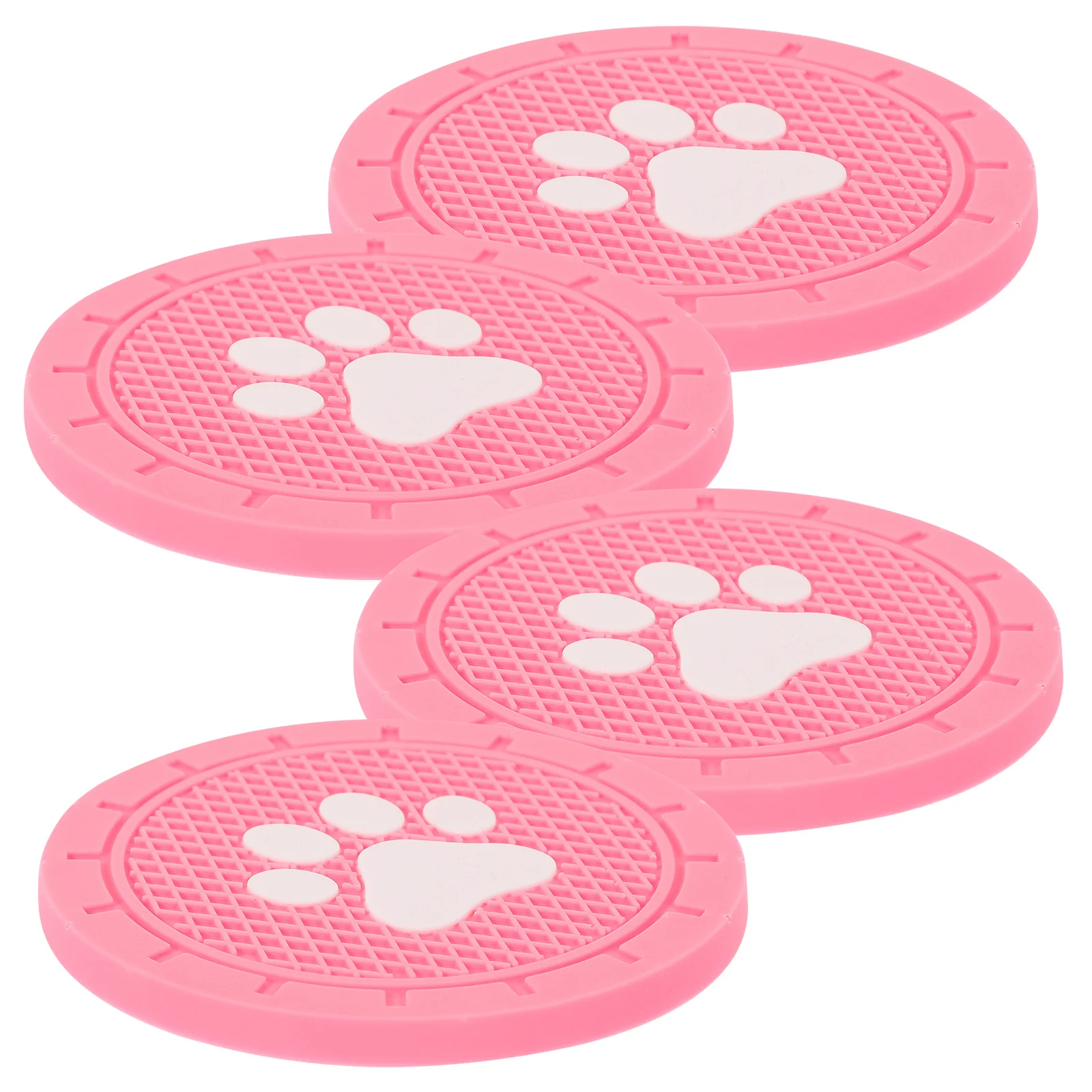 

4pcs Car Cup Coasters Paw Pattern Non-Slip Round Tumbler Pads For Vehicle Interior Accessories Cup Holder Mats Drink Coaster