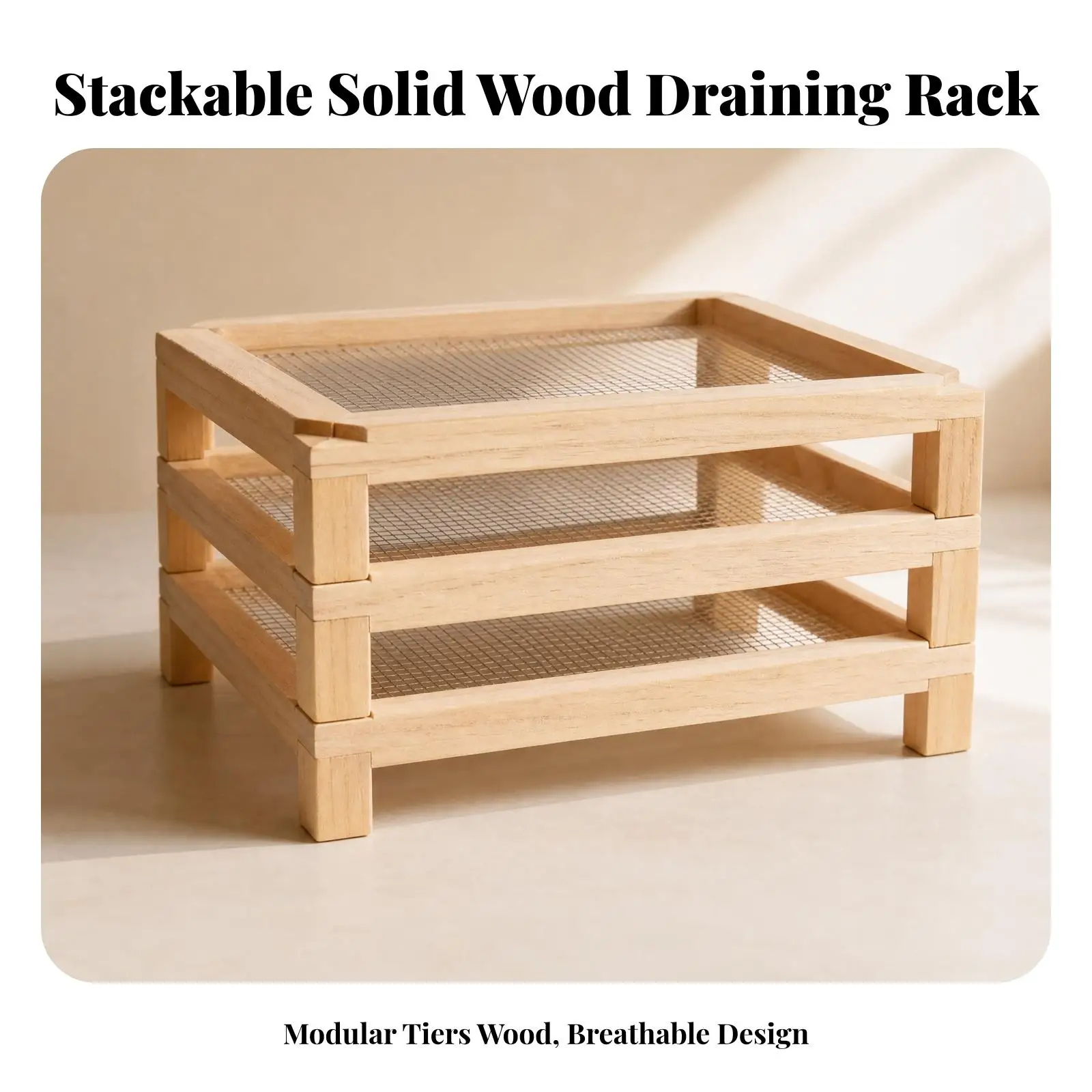 Stackable Solid Wood Pasta Drying Rack for Kitchen Counter Noodle Airer Dehydrating Tray for Homemade Pasta Seasonal Fruits