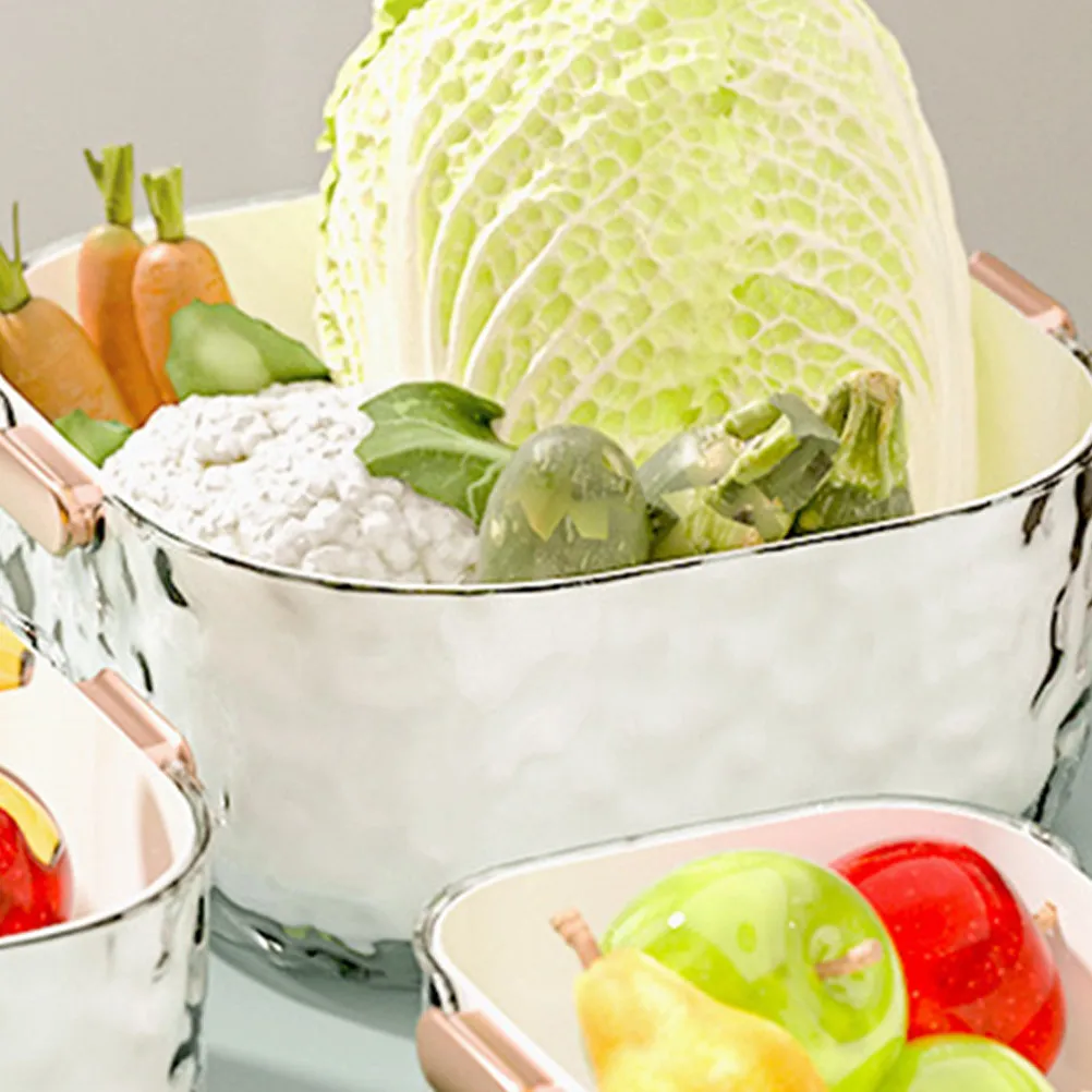 Large Capacity Double Layer Fruit Vegetable Washing Basket Kitchen Drain Strainer for Rice Pasta Berries Potatoes Salad Beans