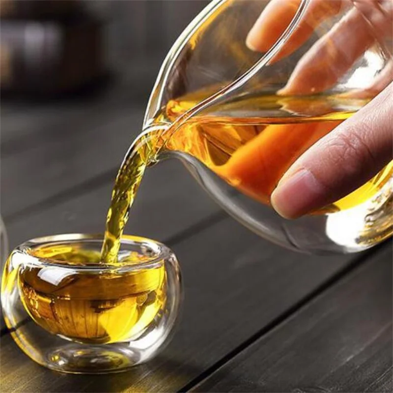 Handmade 200ml Heat Resisting Double Wall Layer Glass Tea Cup Tea Infusers Chahai Tea Pitcher Chinese Kongfu Teacup Coffee Cups