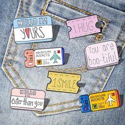 Tickets Brooches Love Tag Notes Enamel Pins Movie Tickets Badge Shirt Backpack Hat Lapel Pin Jewelry Gift Cartoon Travel Airline