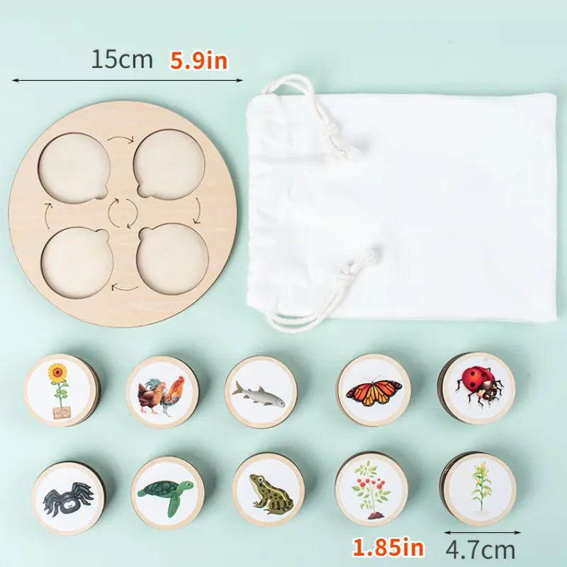 Lebenszyklusbrett, Montessori-Set, Biologie, wissenschaftliche Bildung für Kinder, sensorisches Tablett, Tierfigur, Lebenszyklus, Sortierung von Weihnachtsgeschenken