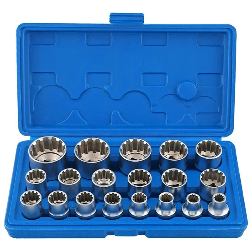 12Pcs Point Torx M8-M32 Socket Wrench Set Lock Socket Crv Hex Torx Splined Bit Set Hex Repair Tool