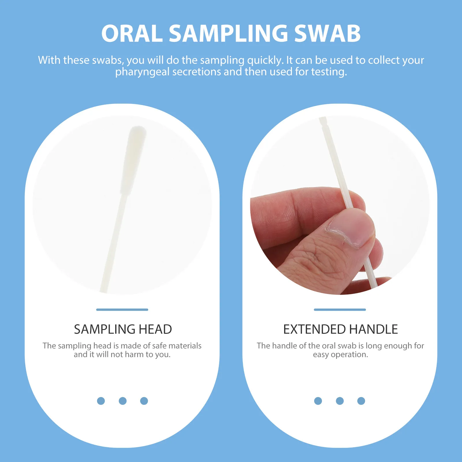 

100 шт. флокированных оральных тампонов для безопасного взятия проб, портативные одноразовые назофарингеальные тампоны для сбора образцов из горла, аксессуар для больниц и клиник