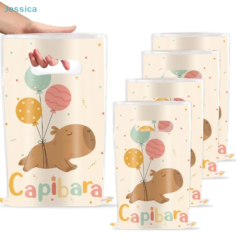 ♥ Süße Geschenktüten für Capybara-Partys |   Wiederverwendbare Taschen mit transparentem Griff für Leckereien, Leckereien und Aufbewahrung