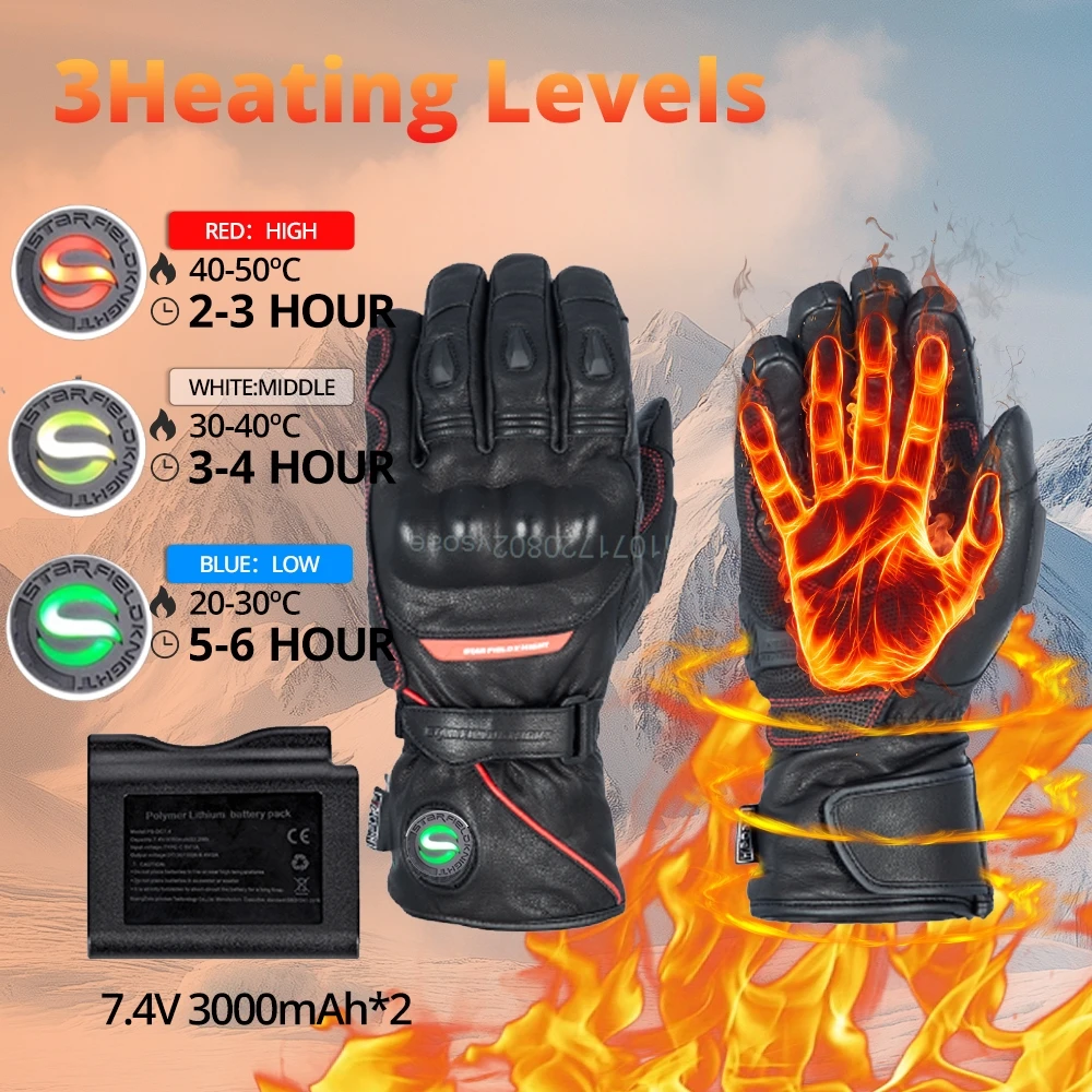 

Motorcycle Heated Gloves Touch Screen Winter Warm Skiing Gloves Waterproof Rechargeable Heating Thermal Gloves Motorbike Riding
