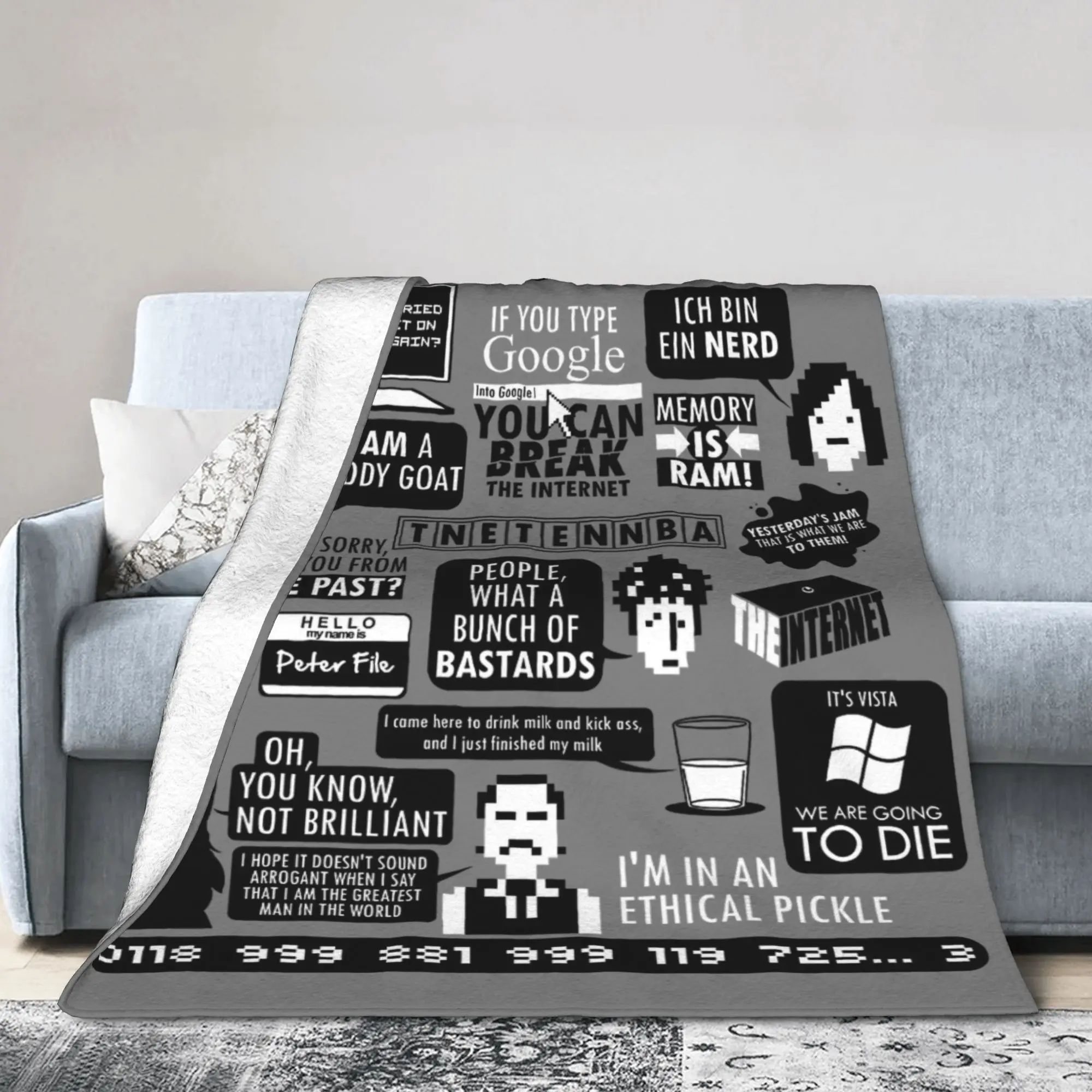 The IT Crowd Quotes Blanket Fleece Print  Breathable Super Warm Throw Blanket for Home Outdoor Rug Piece