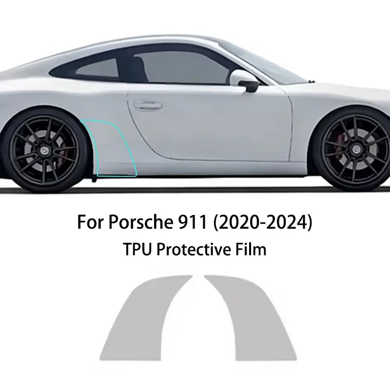 PPF Protective Film for Porsche 911 2020-2024 Car Rear Door Corner Transparent Sticker Anti-Scratch TPU Paint Protection Film