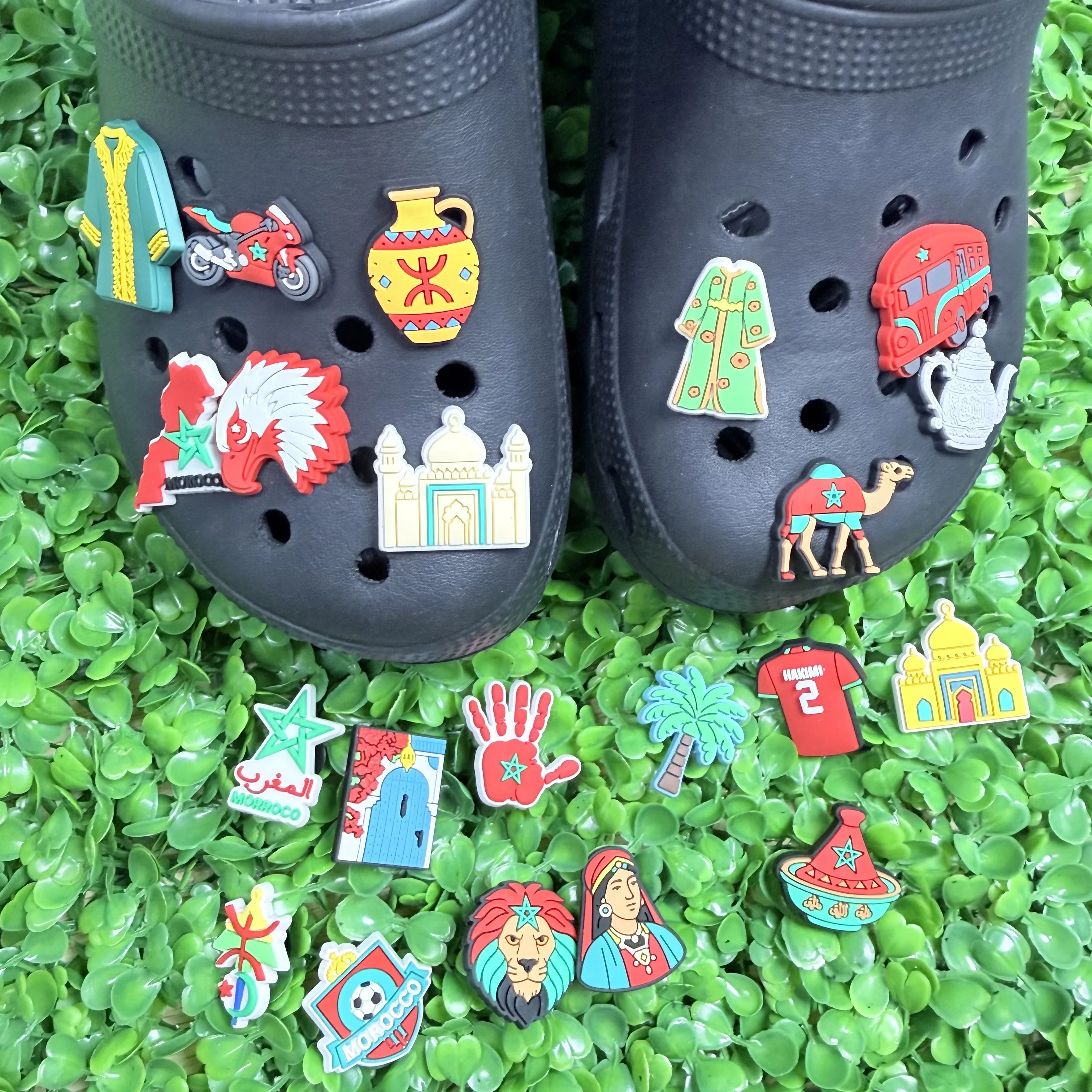 21-100Pcs Morocco Style Clothing Lion PVC Shoe Buckle Decorations Date Palm Sandal Charms DIY Adult Phone Case