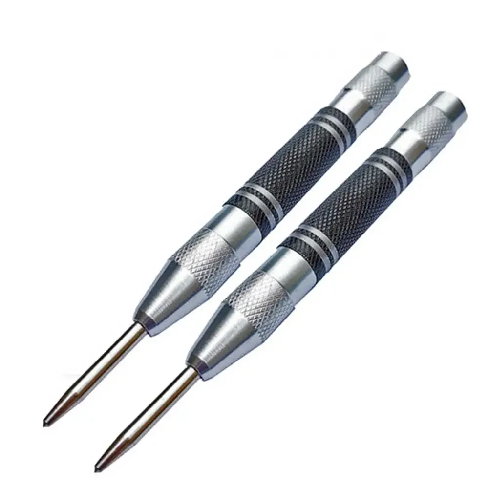 2PCS HCS Automatic Center Punch High Hardness Automatic Center Punch Adjustable Spring Loaded Metal Drill Tool For Steel