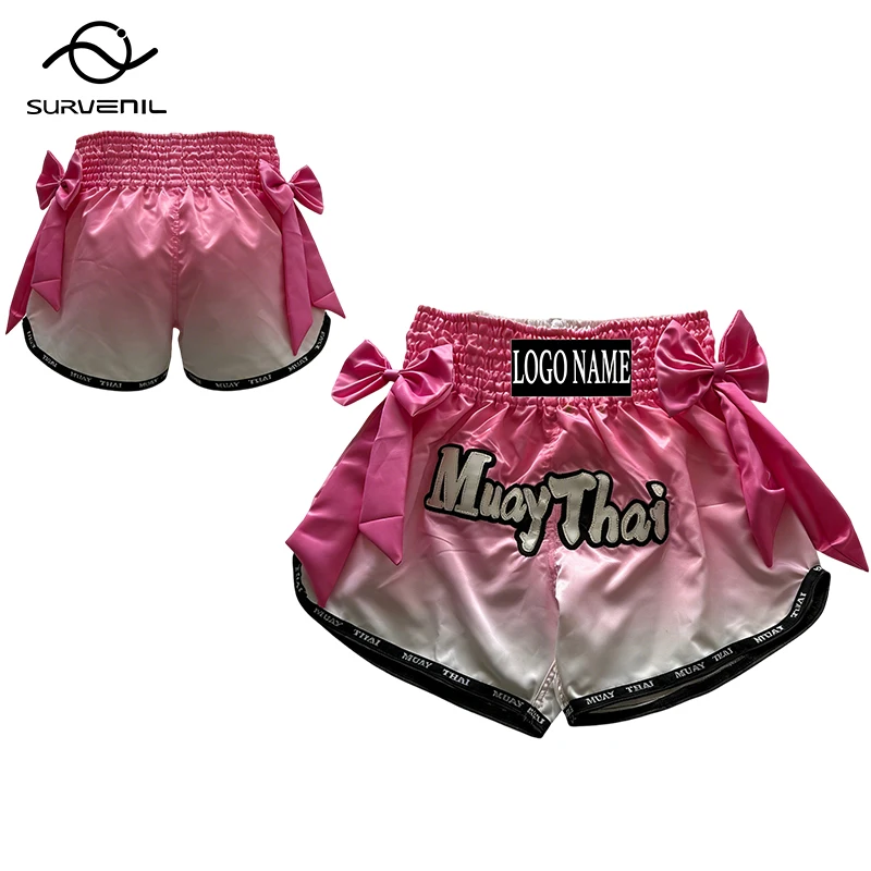 Muay Thai Shorts Custom Thai Boxing Shorts Men Women Kids Gradient Gym Combat Wrestling MMA Cage Fight Kickboxing Training Pants