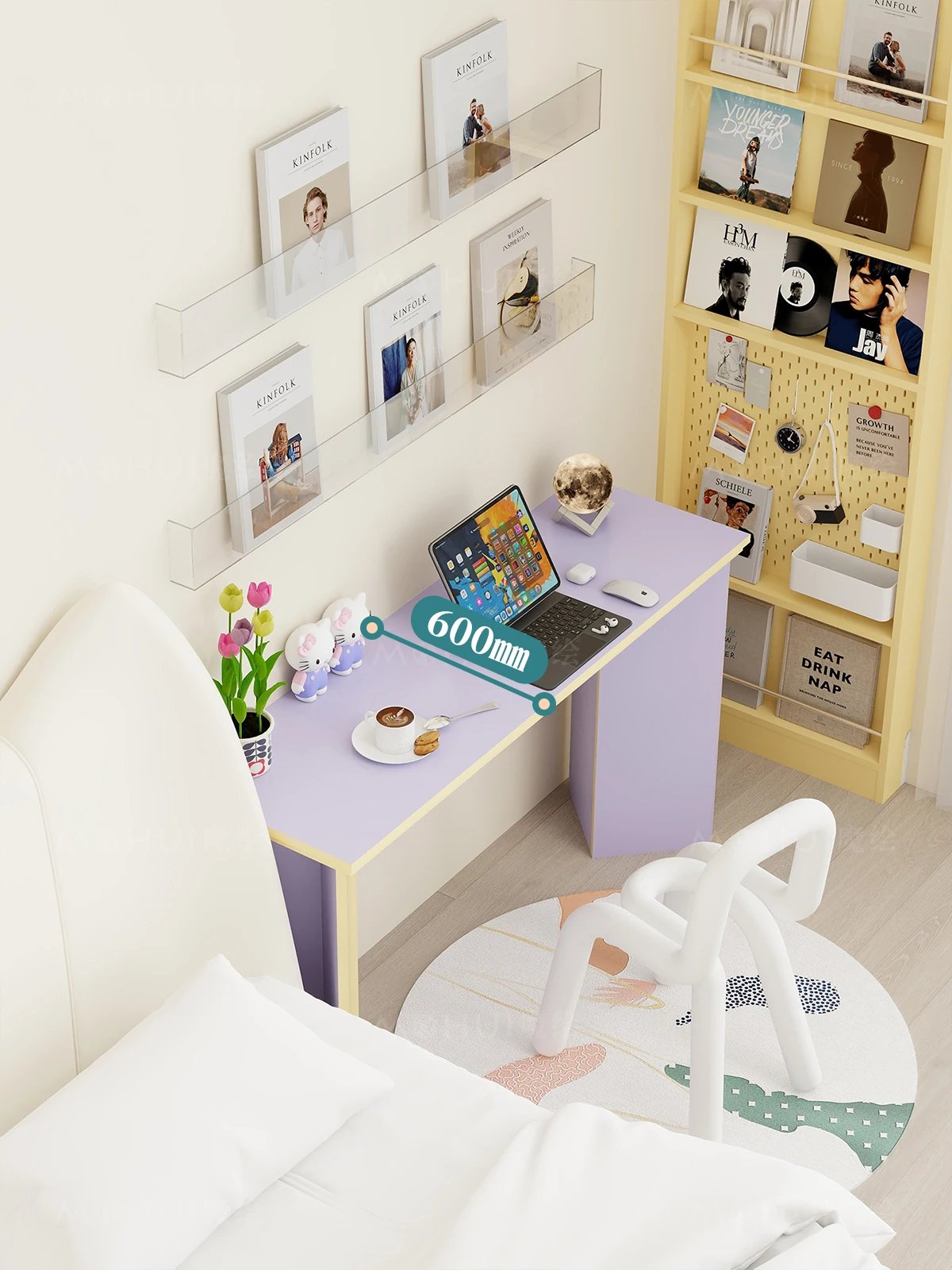 Style Computer Desk Integrated Study Office Writing  Room Entrance Desk Dopamine