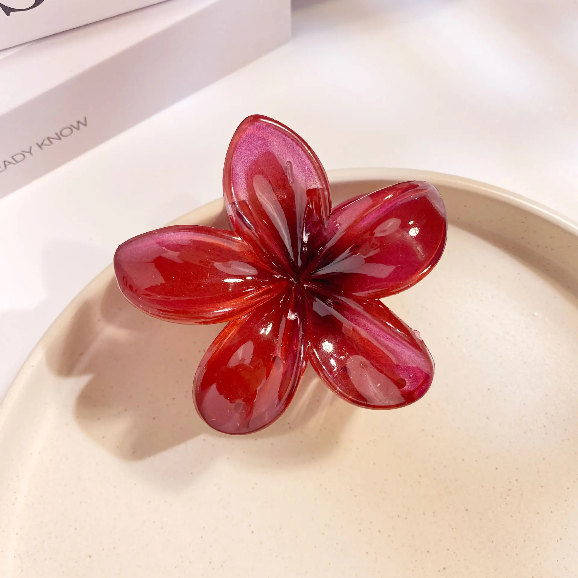 Gradient Frangipani Hair Clip 1PC Plumeria Hairpin Ins Style Ponytail Holder Barrette Sweet Shark Claws Party Hair Accessories