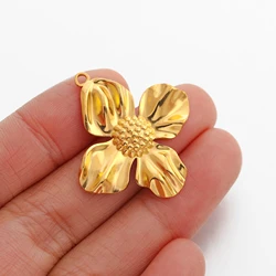 3PCS Stainless Steel High Quality Cute Flower Charms Large Flower Pendant For DIY Necklace Earrings Jewelry Supplies Wholesale
