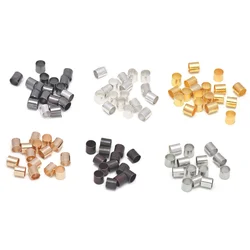 500Pcs Brass Tube Crimp End Beads ColumnCord Cover Tips End Platinum for DIY Craft Jewelry Making