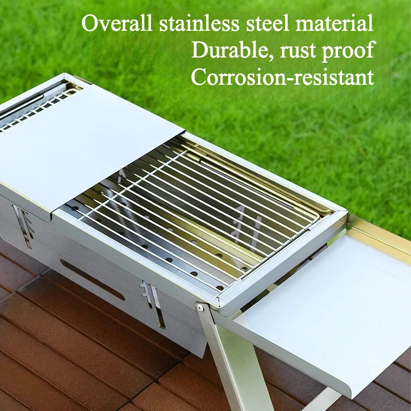 

Portable Folding Stainless Steel Charcoal Barbecue Grill for Indoor Outdoor Camping Household Use - Lightweight Barbecue Rack
