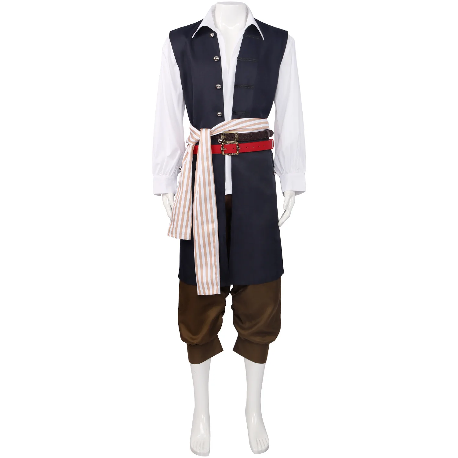 Halloween Captain Pirate Costumes for Men Adult Halloween Captain Jack Sparrow Costume Pirates of the Caribbean Cosplay Clothes