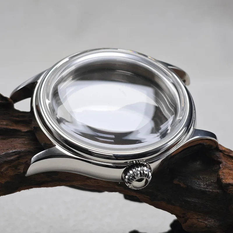 38MM NH35 Watch Case Silver Shiny Stainless Steel With Dome Watch Crystal Fits NH34 NH35 NH36 NH38 Movements Watch Mod Case image 5