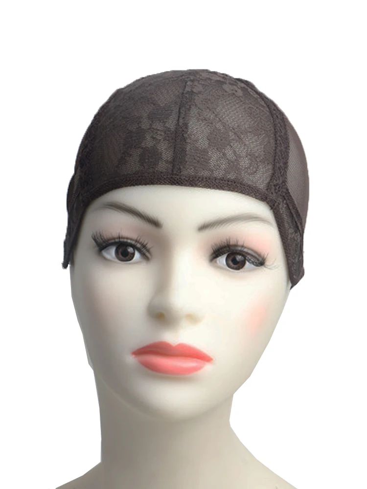 Brown Mechanism Wig Cap For Making Wigs With Adjustable Strap On The Back Weaving Cap Machine Made And Good Quality Material