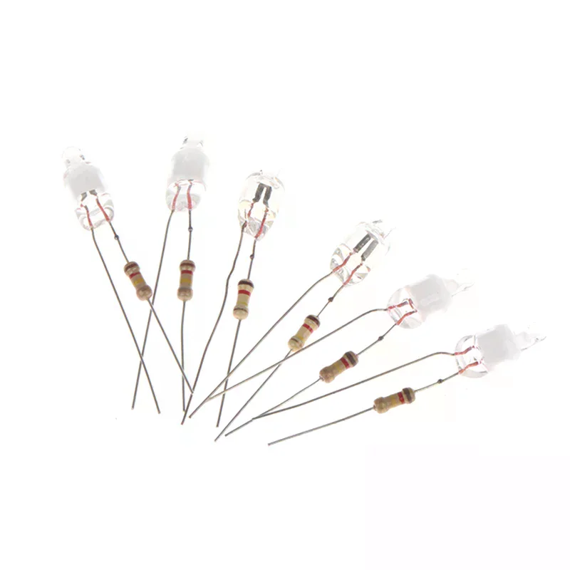 10Pcs 6mm Neon Indicator Light 6x13mm Glow Lamp Bulbs Green Red Blue 2 Copper Wire Signal Indicator