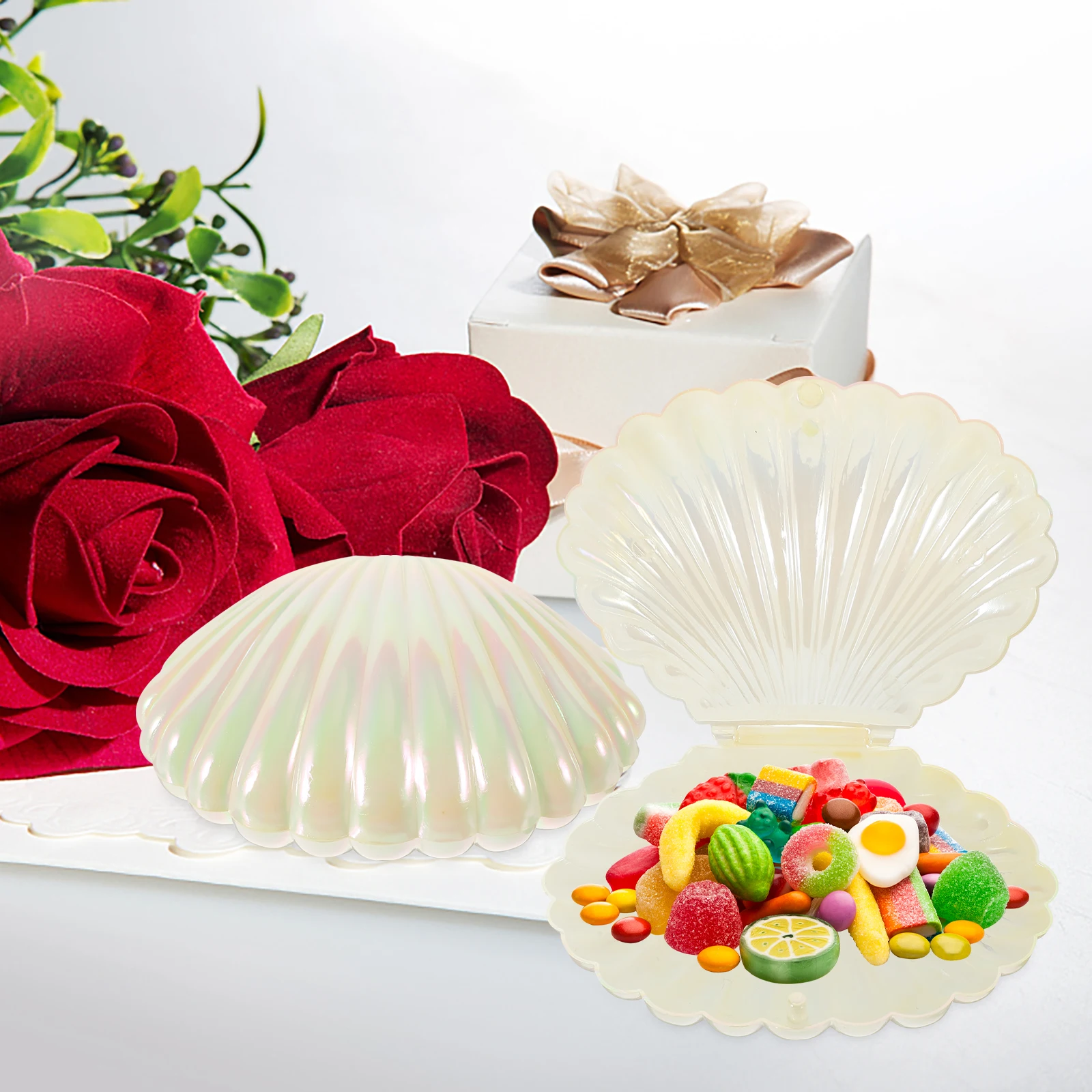 

10 Pcs Box Seashell Shaped Plastic Gift Boxes Bulk Accessories Sweets Storage Seashell Jewelry Dish Party Favor Packaging