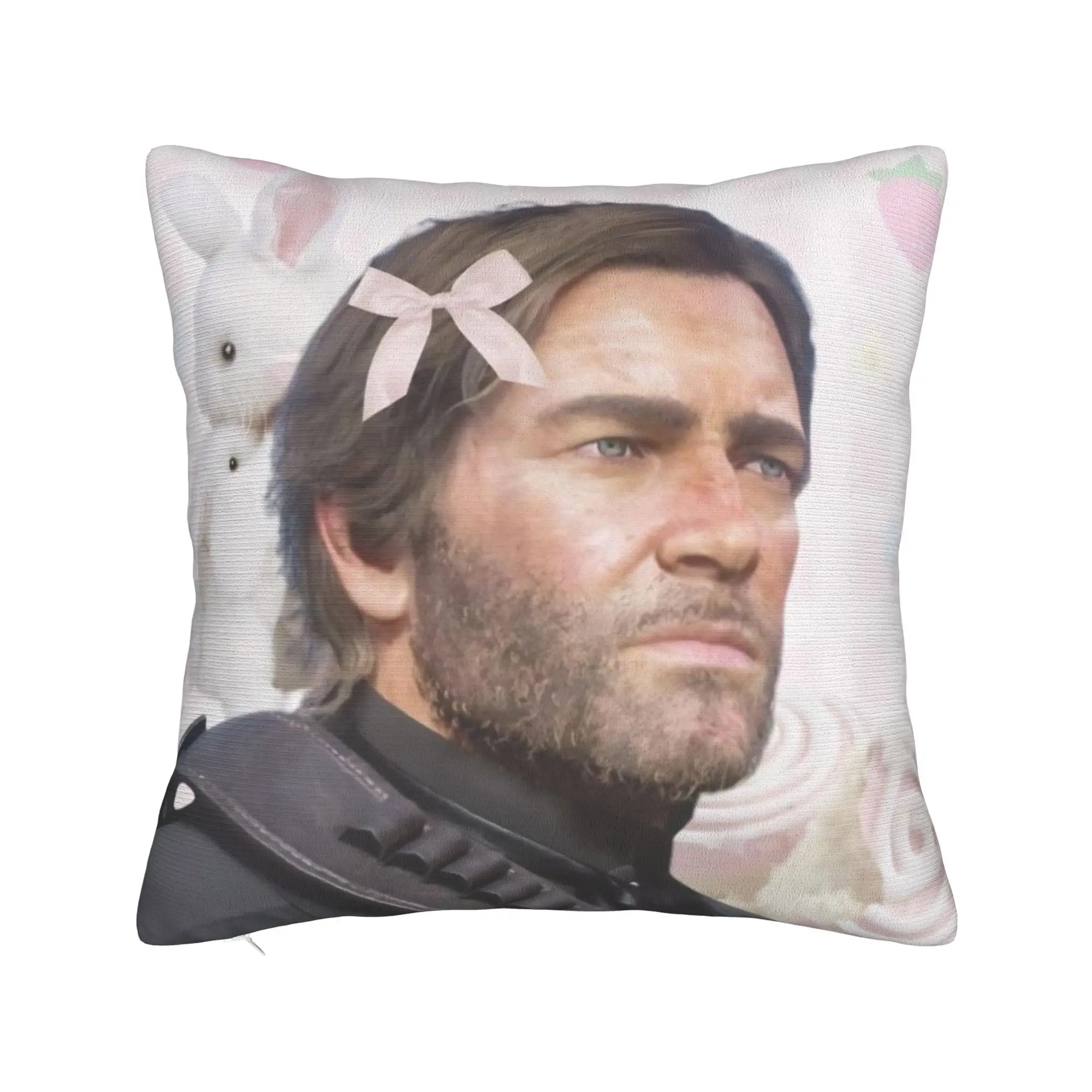 Pink Arthur Morgan Square Pillow Cases RDR2 Game Cushion Cover Vintage Zippered Decor Pillowcover for Home 45x45cm