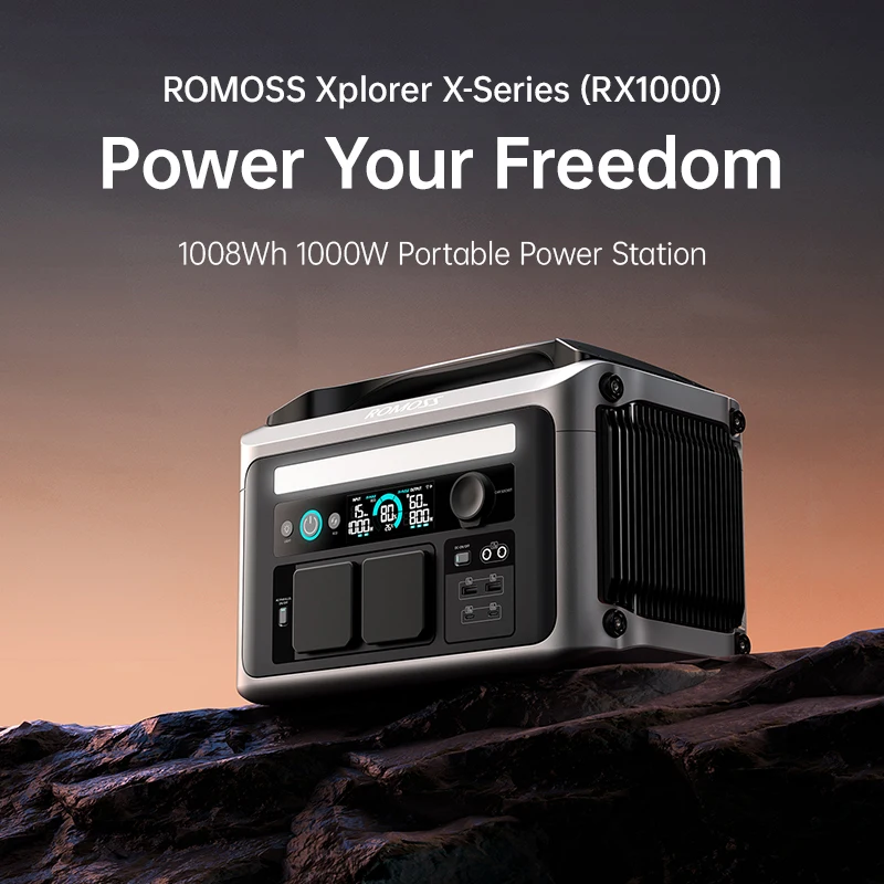 ROMOSS 1000W 2000W Portable Power Station 1008Wh 220V AC Outlet Powerstation for Camping Car Home Outdoor Campervan RV