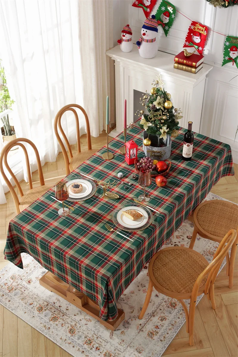 

Christmas Red Plaid Tablecloth Festive for Holiday Dinner Party Dining Room Decor
