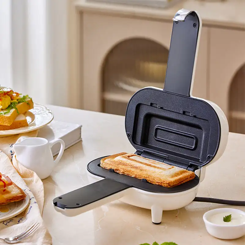 Máquina de desayuno exprés, máquina de sándwich con prensa de doble cara, Mini parrilla antiadherente, máquina para hacer tortitas, pan, tostadora para perros calientes, eléctrica Ov