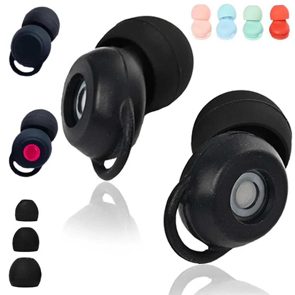 Silicone Ruído Redução Tampões, isolamento acústico reutilizável, impermeável natação Earplug, produtos silenciosos, Concert Ear Plug, 3 estilos