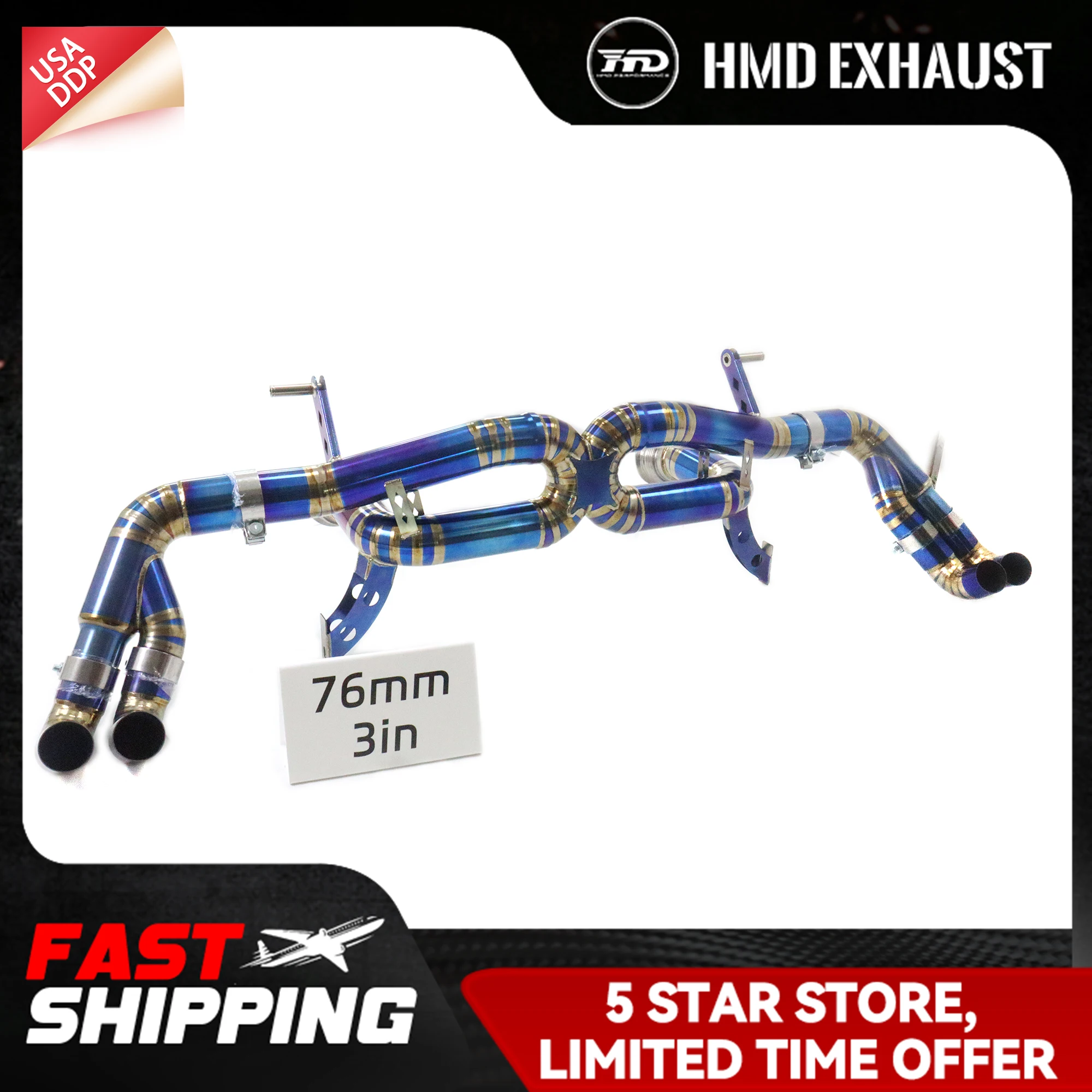 

﻿ HMD Catback для Audi R8 V10 Ti без клапана, запеченная синяя выхлопная система, дизайн выхлопной трубы X