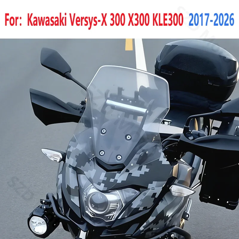 

Windshield For Kawasaki Versys-X Versys X300 X 300 KLE 300 KLE300 2017-2026 2019 2020 2021 Windscreen Wind Deflector Viser Gray