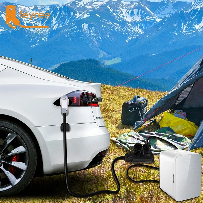 Feyree GBT Cord 16A  EV Charger Charging Cable 5m with EU Adapter Outdoor Power Station Electric Car V2L Cable Discharge Plug