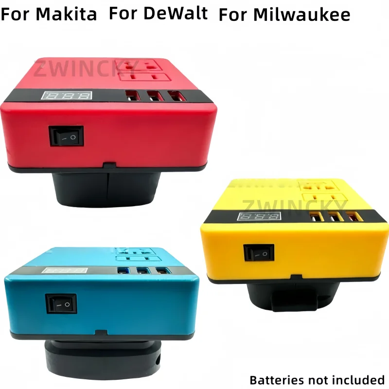 

Многофункциональный портативный уличный USB-банк питания для литиевых батарей DeWalt/Makita/Milwaukee 18 В, инвертор постоянного тока от 18 В до переменного тока 220 В