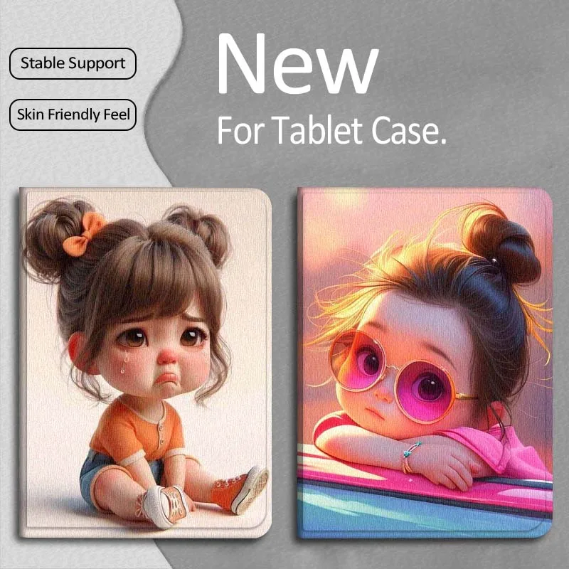

Art Cartoon Cute Girl For Apple iPad Pro Air 13 2 7th 6th 2025 M2 M3 M4 M512.9 13 inch Foldable Tablet Case Gift