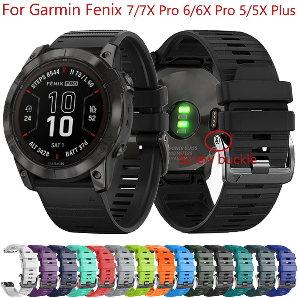 26mm 22mm Silicone Watchband For Garmin Fenix 7X 7 6X 6 Pro 5 5X Plus 955 Strap Epix Gen 2 Tactix Watch Bands Bracelet Wristband