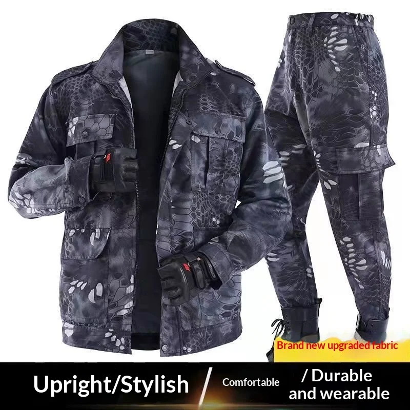 

2025 Winter Men Camouflage Work Clothes Set Warm Thick Labor Protection Wear Resistant Dustproof Jacket Pants Outdoor