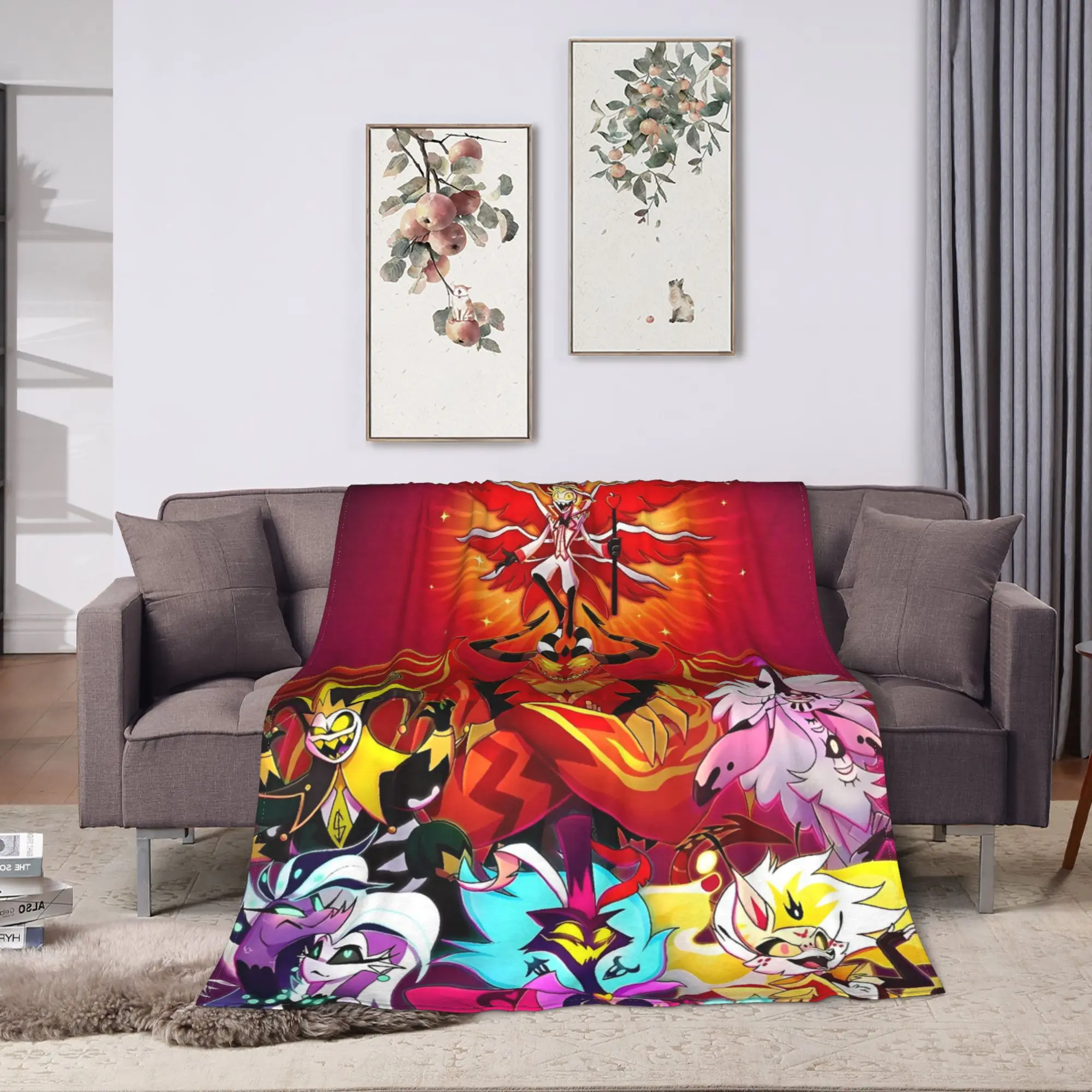 Soft Warm BlanketKids Adult Travel Helluva Boss Loona  Throw Blanket  Flannel Bedspread For Bedroom Novelty Sofa Bed Cover