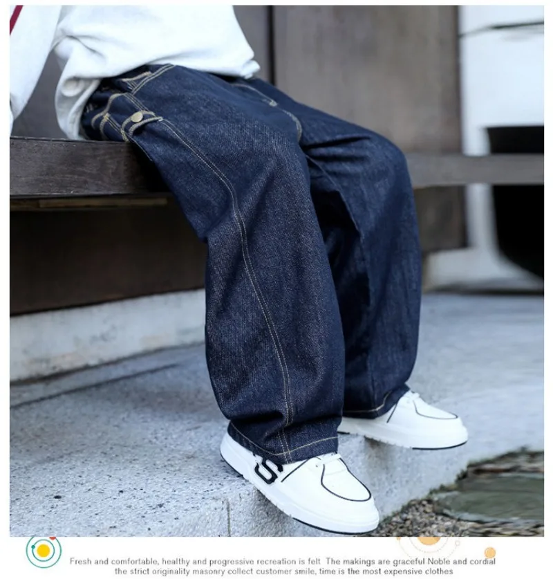 Herbst Kinder Jungen Jeans UNITIM 2026 Teenager Stilvolle Jungen Denim-Hosen Ins Lose Elastische Taille 4-14 Jahre Kinder Jungen Weite Hosen – Detail 15