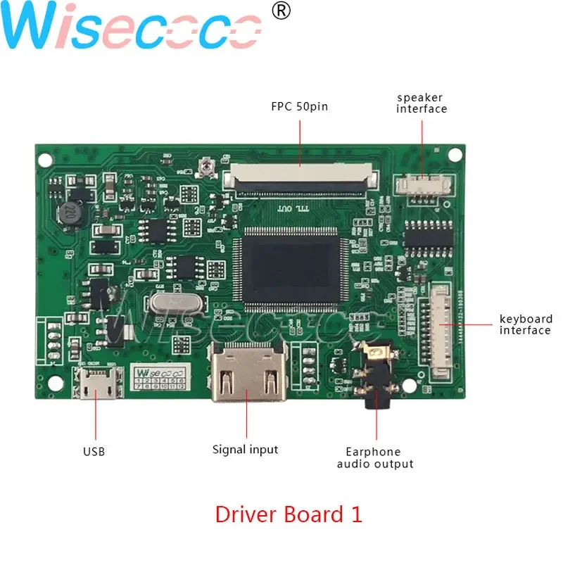 LCD TTL Driver Board VGA 2AV for AT065TN14 AT090TN12 AT090TN10 AT070TN90 800*480 Micro USB 50 Pins Screen Display Controller