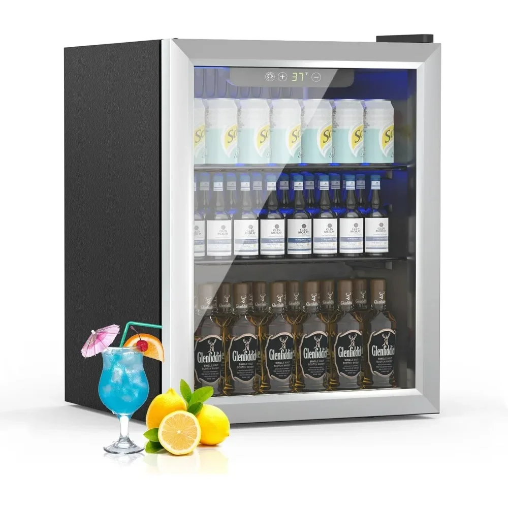 1.6 Cu.ft Refrigerator Cooler, Mini Fridge, Digital Temperature Display for Soda, Beer or Wine, Adjustable Removable Shelves